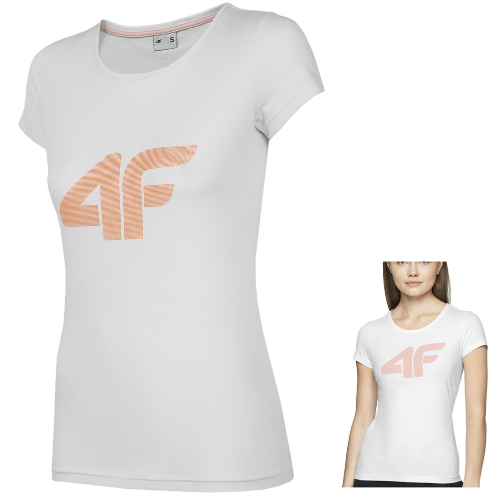4F- Logo Damen T-Shirt Casual Shirt, weiß von 4F