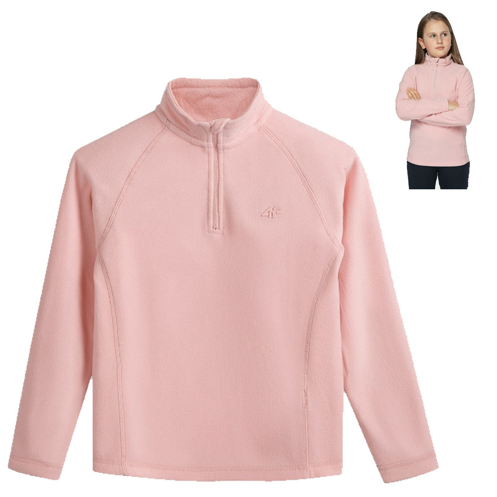 4F warm - Kinder thermoaktive Fleece Zip Pullover Longshirt, pink von 4F
