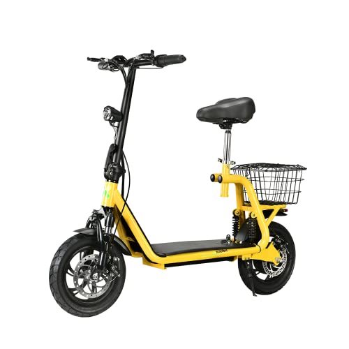 4move E-Scooter mit Sitz, 350W Motor Elektro Scooter Für Erwachsene, E-Moped Maximale Geschwindigkeit 25 km/h, Faltbarer Elektroroller mit LED Display,30km Reichweite (Gelb) von 4MOVE
