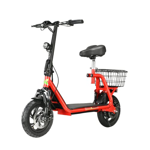 4MOVE E-Scooter mit Sitz, 350W Motor Elektro Scooter Für Erwachsene,Faltbarer Elektroroller mit LED Display, E-Roller Max Speed 25 km/h,30km Reichweite (Rot) von 4MOVE