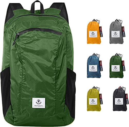 4Monster Faltbarer Rucksack Ultra Leicht, Unisex Tagesrucksack Outdoor, Wasserdichter Wanderrucksack für Camping Wandern Reisen Sport Klettern Radfahren (Armeegrün, 16L) von 4Monster