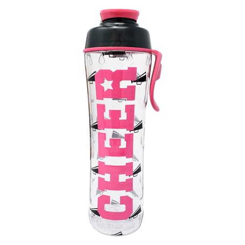 50 Strong BPA-freie, wiederverwendbare Cheer-Wasserflasche für Mädchen, 680 ml, transparent mit Cheerleader-Druck, Geschenk für Cheerleader, Trainer, Teenager oder Cheer Squad (Pink Cheer) von 50 Strong