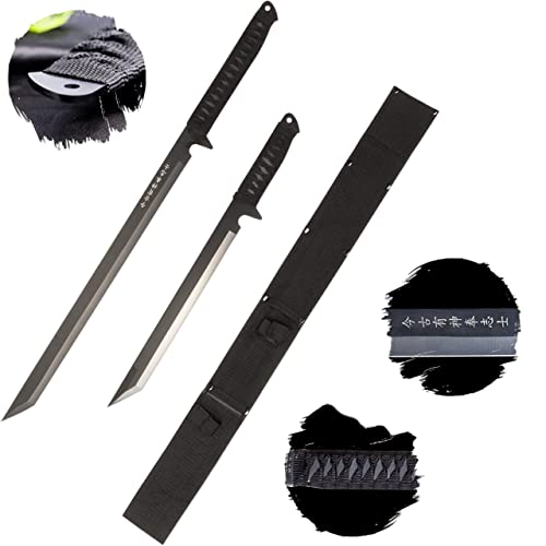 EIN Satz Katana Ninja Schwert Plus Tanto scharf echt zum Training Metall Stahl 2 Schwerter in einem Samurai Nur für Erwachsene 66 cm - 18 Jahre erforderlich HK-1067 von 57 SPECIAL REPLICAS
