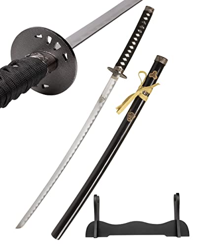 Katana Schwert echt Matell Inspiriert von Kill Bill Samurai aus Stahl Nicht scharf inklusive Schwertständer zur Dekoration für einen Sammler oder als Geschenk HKS114D von 57 SPECIAL REPLICAS
