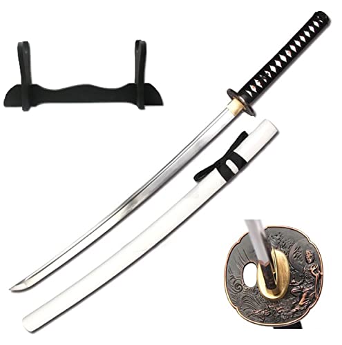 Prof Katana Schwert scharf echt zum Training Metall Dazu der Ständer Stahl 1060 Samurai 100% Handarbeit nur für Erwachsene - 18 Jahre erforderlich 6KM19-410WH von 57 SPECIAL REPLICAS