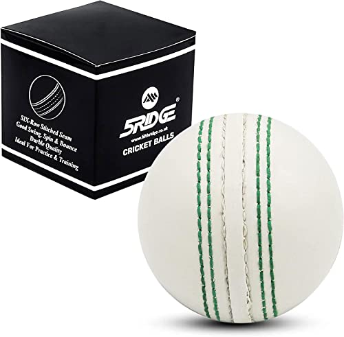 5RIDGE Cricketbälle für Training, Coaching, Übung und hervorragende Sprungfähigkeiten, weicher Moosgummi-Cricketball mit langlebigen, traditionellen Nähten, genäht für alle Altersgruppen (weiß) von 5RIDGE