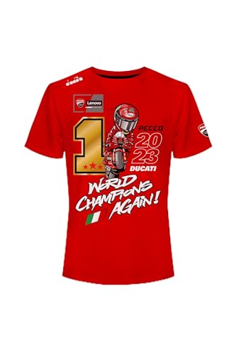 63 Bagnaia Welt Celebrative T-Shirt 2023,L,Rot von 63
