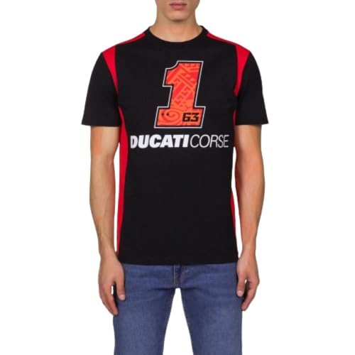 63 Unisex Bagnaia Ducati Dual Line T-Shirt, Schwarz, M von 63
