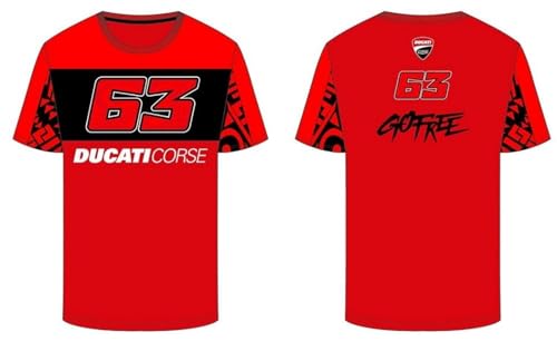 63 Unisex Bagnaia Ducati Dual Line T-Shirt, rot, M von 63