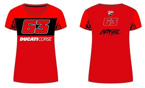63 Unisex Bagnaia Ducati Dual Line T-Shirt, rot, XL von 63