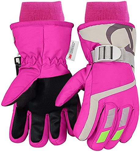 7-Mi Kids Winter Warm Water-Resistant Handschuhe für Skifahren/Snowboarden/Radfahren/Reiten Outdoor-Aktivitäten Kinder Fäustlinge Am besten für 4 to 6 Jahre Jahre alt Pink von 7-Mi