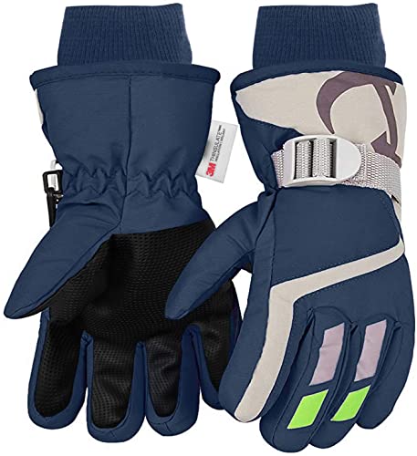 7-Mi Skifahren Schnee Handschuhe für Kinder wasserdicht Winddicht Dicke warme Winter Skihandschuhe Navy blau von 7-Mi