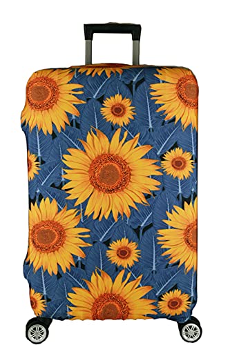 Gepäck-Koffer-Schutzhülle, passend für 48,3 - 76,2 cm, Reisegepäck, waschbar, staubdicht, kratzfest, Sonnenblumen-Abdeckungen, Blau - Sunflower Blue, S 19-20 inch, von 7-Mi