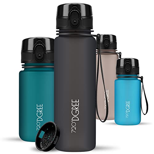 720°DGREE Trinkflasche Kinder 500ml “uberBottle“ softTouch +Sieb - Auslaufsicher, BPA-Frei - Flasche für Schule, Sport, Fitness - Wasserflasche aus Tritan - Schmal, Leicht, Stoßfest, Wiederverwendbar von 720°DGREE
