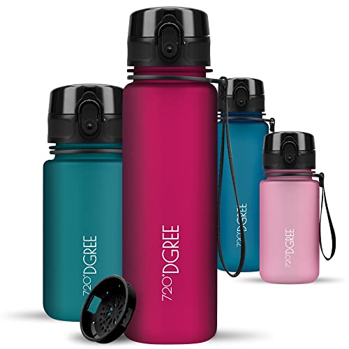 720°DGREE Trinkflasche Kinder 500ml “uberBottle“ softTouch +Sieb - Auslaufsicher, BPA-Frei - Flasche für Schule, Sport, Fitness - Wasserflasche aus Tritan - Schmal, Leicht, Stoßfest, Wiederverwendbar von 720°DGREE
