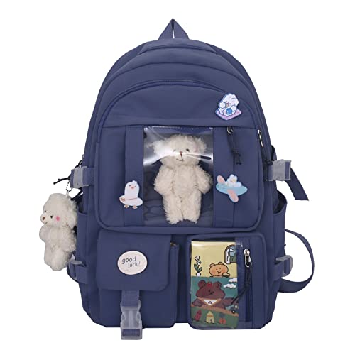 7VSTOHS Kawaii-Rucksack mit Kawaii-Anhänger und Zubehör für Teenager-Mädchen Rucksack-Schule Aesthetic-Backpack von 7VSTOHS