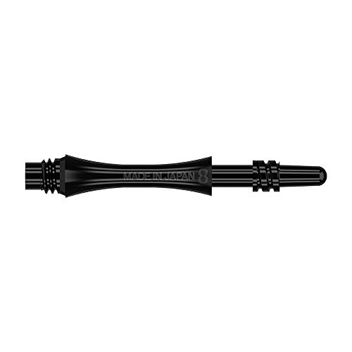 8 Flight Slim Schwarze rotierende Schäfte gegossenes Flight System Kurz 19mm von Target Darts