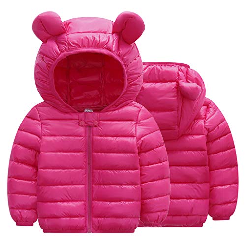 95sCloud Baby Jungen Mädchen Mantel Coat mit Kapuze Jacke Steppjacke Winterjacke Winter Mantel Daunenjacke Dicke Warm mit Reißverschluss Kapuzenjacke Outwear Kleidung Schneeanzüge (Pink, 18-24 M) von 95sCloud