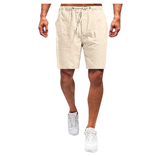 95sCloud Herren Leinenshorts Shorts aus 55% Leinen & 45% Polyester| Kurze Regular Fit Hose Leinen-Shorts Sommerhose Leinenhose Herrenshorts Short Men Pants Freizeithose kurz für Männer (Beige, 5XL) von 95sCloud