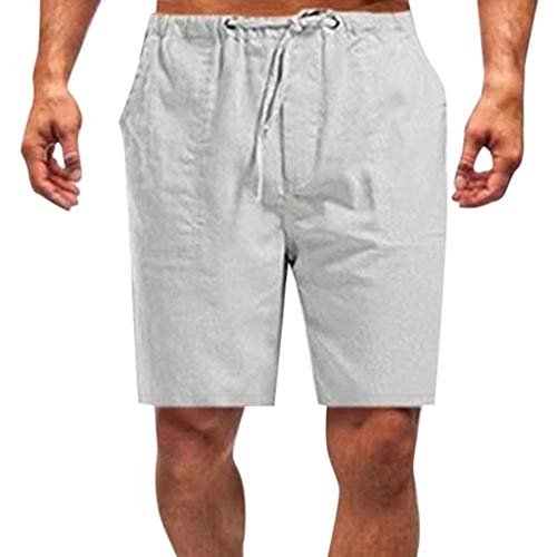 95sCloud Herren Leinenshorts Shorts aus 55% Leinen & 45% Polyester| Kurze Regular Fit Hose Leinen-Shorts Sommerhose Leinenhose Herrenshorts Short Men Pants Freizeithose kurz für Männer (Grau, 4XL) von 95sCloud