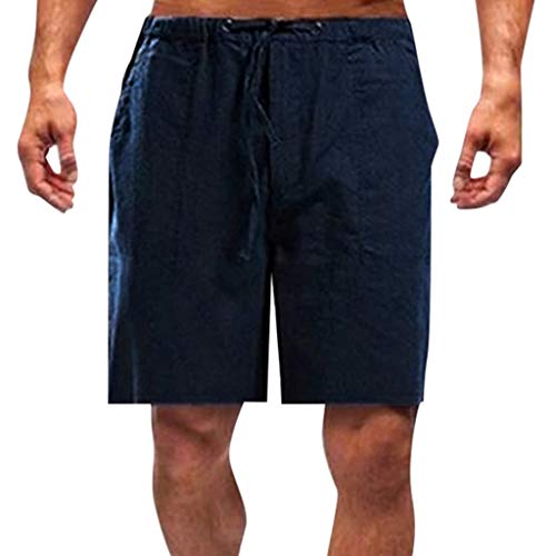 95sCloud Herren Leinenshorts Shorts aus 55% Leinen & 45% Polyester| Kurze Regular Fit Hose Leinen-Shorts Sommerhose Leinenhose Herrenshorts Short Men Pants Freizeithose kurz für Männer (Marine, 5XL) von 95sCloud