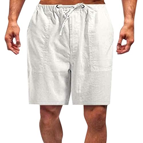 95sCloud Herren Leinenshorts Shorts aus 55% Leinen & 45% Polyester| Kurze Regular Fit Hose Leinen-Shorts Sommerhose Leinenhose Herrenshorts Short Men Pants Freizeithose kurz für Männer (Weiß, 4XL) von 95sCloud