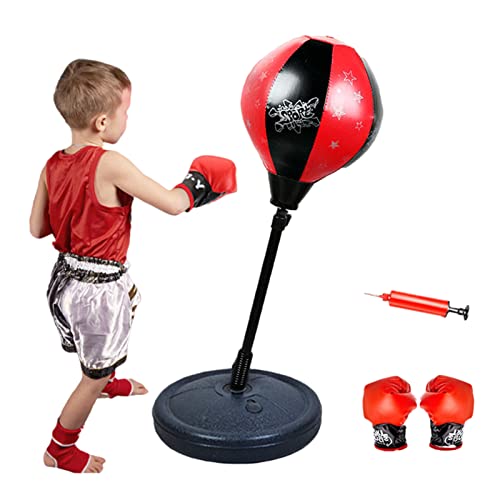 A/A Punchingball Boxen Set, Boxsack-Set für Kinder, höhenverstellbar Reaktionstraining Standboxsäcke für Kinder ab 3-8 Jahre von A/A