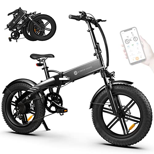 A Dece Oasis ADO Elektrofahrrad Faltbares Mountainbike, 20''*4.0 Fat Tire E-Bike mit Drehmomentsensor, 14,5-Ah-Akku, 7-Gang-Getriebe,IPX7 IPS-Farbdisplay, ADO EBIKE-App-Steuerung-Black von A Dece Oasis