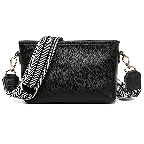 A-QMZL Umhängetaschen Damen Kleine Crossbody Bag PU Leder Schultertasche Moderne Handtaschen mit Abnehmbarer Schultergurt Damen Handy Umhängetasche (schwarz1) von A-QMZL