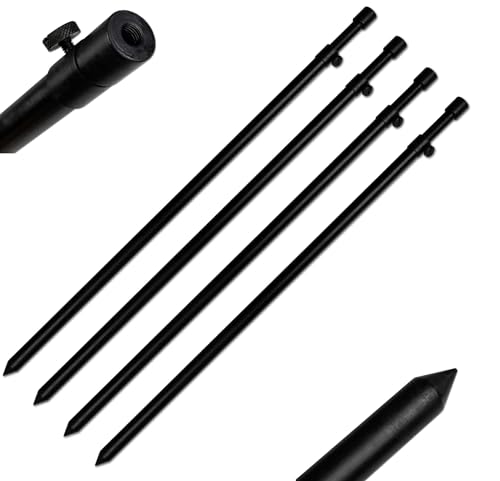 4 Stück Rutenhalter Bankstick Alu 40-70cm 19/16mm schwarz von A&N