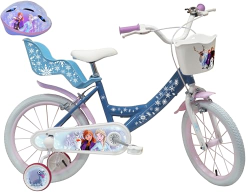 A.T.L.A.S. Mädchen Fahrrad 16 Zoll Kinder Eiskönigin/Frozen + Helm, blau/weiß, 16'' von JNHCD