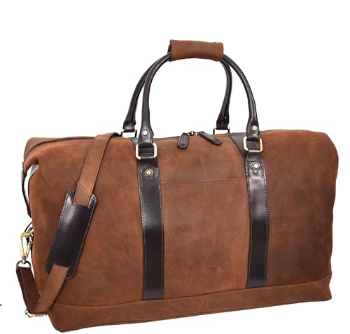 Reisetasche aus Leder, Vintage-Stil, braun, Used-Textur, volle Größe, Wochenend-Reisetasche, braun, Reisetasche von A1 FASHION GOODS