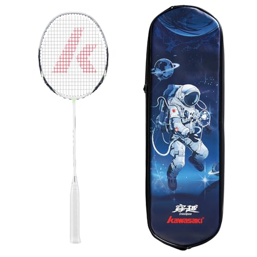 Kawasaki Master Interstellar Carbon Badminton Schläger mit Schlägertasche (Weiß-Grau) von A1 TAAN