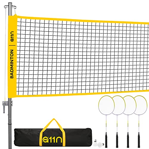 A11N Tragbares Badminton-Set – inklusive Netz, 4 Schläger, 2 Federbälle und Tragetasche – für Hinterhof, Strand und Park von A11N SPORTS