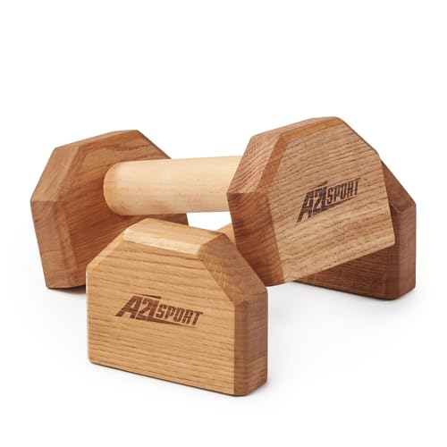 A2Z SPORT® Liegestützgriffe Holz Handstand Griffe - rutschfeste Parallettes Calisthenics Griffe Liegestütze - Push Up Bars für In- und Outdoor-Krafttraining Fitness Yoga (Paar) von A2Z SPORT