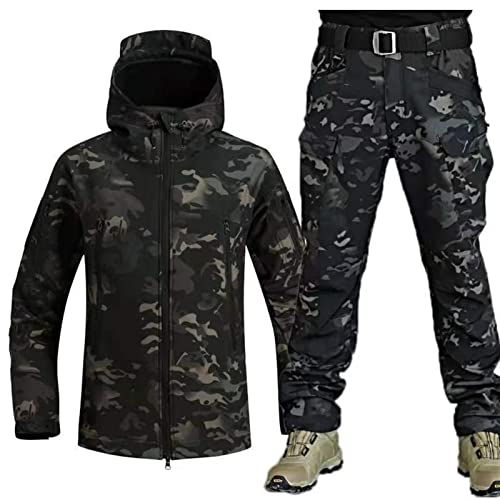 AAADRESSES Herren Softshell Jacke Taktische Uniformen MilitäRische wasserdichte Armee Kampfanzug Sets Jagdbekleidung Hose Leicht Outdoor ReißVerschluss Kapuzenpulli,Camouflage c,XL von AAADRESSES