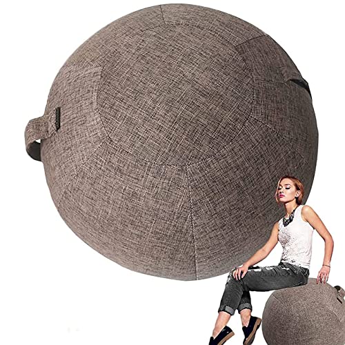 AAADRESSES Yoga Ball Abdeckung füR Fitnessball Faltbarer Stoffbezug füR Fitnessball Pilates Yoga Ball / BüRo Ball Balance Ball üBungsballhüLle mit Griff (Nur HüLle),Kaffee,75cm von AAADRESSES