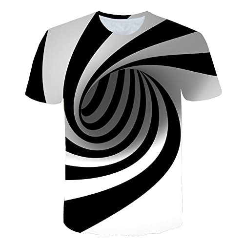 AAAKKK 3D-Gedrucktes T-Shirt,Kreatives Drucken 3D-T-Shirt Persönlichkeit Psychedelic Swirl Gestreiftes Rundhals-T-Shirt Mit Einfachem Sommer-Kurzarm Geeignet Für Fitness-Casual Run, 3XL von AAAKKK