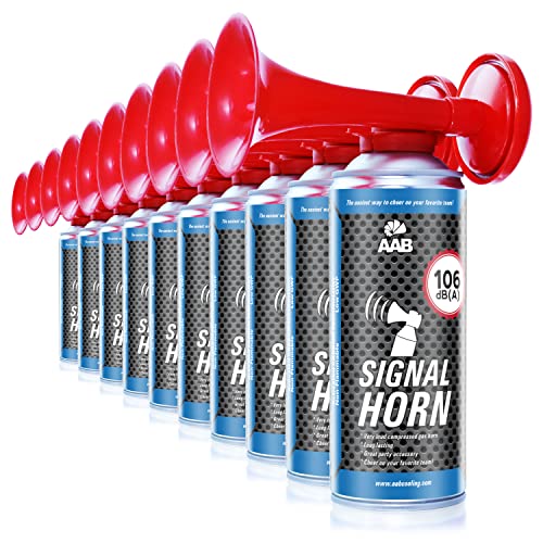 10 x AAB Signal Horn – Laut Nebelhorn 106 dB(A) Mit Nicht Brennbarem Gas, Airhorn, Fußball Tröte, Gasfanfare, Pressluft Luftdruck Fanfare, Drucklufthupe, Tröte von AABCOOLING