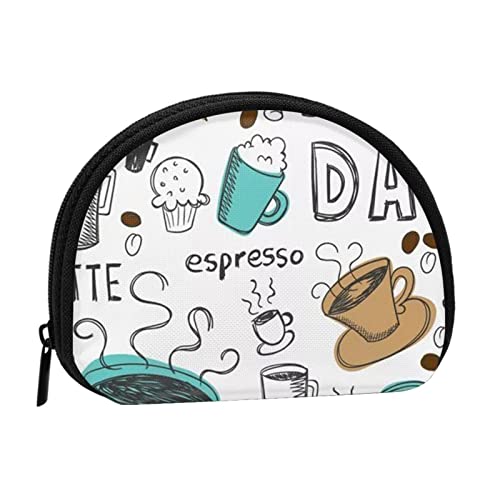 Kiss Delphin Tale Muster Münzbörse Shell Mini Tasche Geldbörse Wickeltasche für Frauen Mädchen Kinder, Köstlicher Kaffee, Einheitsgröße, Münztasche von AABSTBFM