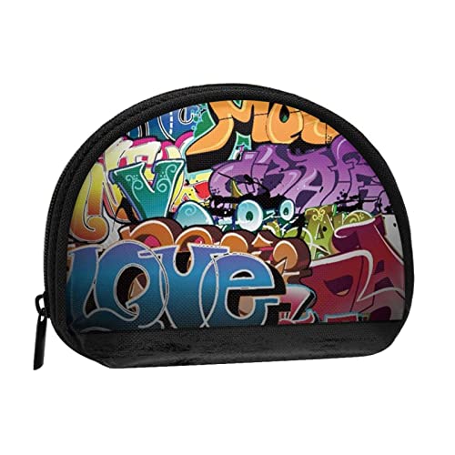 Peace Tree Frosch Münzbörse Muschel Mini Tasche Geldbörse Wickeltasche für Frauen Mädchen Kinder, Graffiti Hip Hop, Einheitsgröße, Münztasche von AABSTBFM
