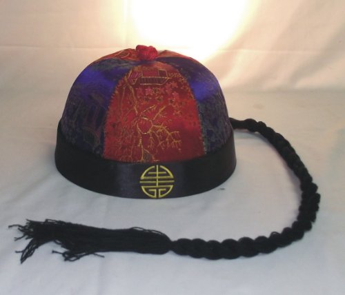 AAF Nommel®, Chinesische Mütze mit Zopf 02, rot blau, Qing Dynastie China von AAF Nommel