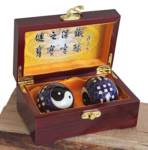 AAF Nommel®, Hochwertige Qi Gong Meditations- Entspannungskugeln Set Nr. 001 Ying Yang in roter Holzbox von AAF Nommel