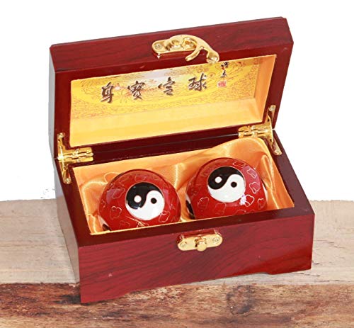 AAF Nommel®, Hochwertige Qi Gong Meditations- Entspannungskugeln Set Nr. 006 Ying Yang in roter Holzbox von AAF Nommel