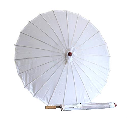AAF Nommel Sonnenschirm 006, Dekoschirm aus Kunstfaser, wasserfest in Weiss aus Bambus mit Holzgriff von AAF Nommel