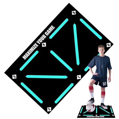 Fußball Trainingsmatte | Ballmeistermatte für Fußball | Fußball Trainings Fußmatten aus Gummi, geräuschlos | Rutschfester Fußballteppich, Trainingsausrüstung, Geschenke für Jungen (90 x 60 cm) von AALLYN