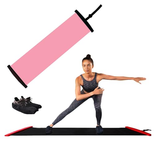 AAOCLO Gleitbrett mit Schuhüberzug, Schuhgleitmatte, Cross-Trainingsgerät, Schlankheits-Übung, Gleitmatte für Fitness-Workout und Balance-Übung (Größe: 200 x 50 cm, Farbe: Pink) von AAOCLO
