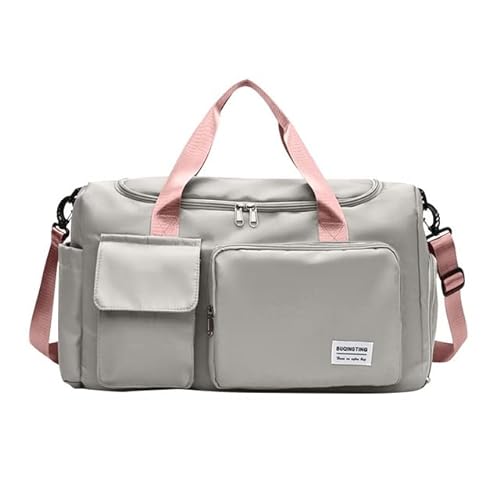 2023 Große Kapazität Faltbare Reisetaschen Wasserdichte Tote Handtasche Reise Duffle Bags Multifunktionale Frauen Reise Yoga Taschen, Hellgrau Pink 2 von AAPIE