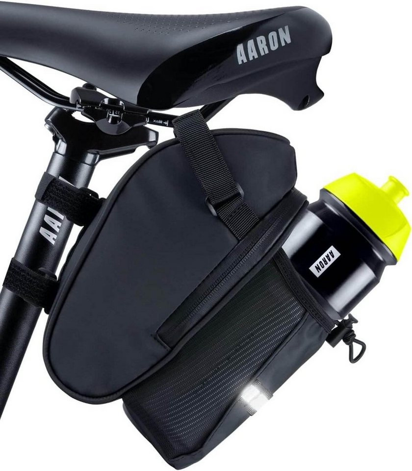 AARON Satteltasche Fahrrad Satteltasche mit Flaschenhalter, wasserabweisend mit Reflektor von AARON