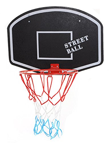 ABA Basketballboard Basketballkorb mit Netz Basketball Backboard für Kinder Basketballbrett inklusive Korb und Netz Basketballring Indoor (Street Ball weiß) von ABA